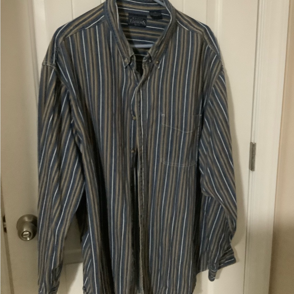 Basic Editions Men's Blue Striped Shirt